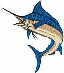 Blue Marlin Jumping Ocean Fish Machine Embroidery Design  