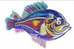 Colorful Reef Fish Machine Embroidery Design, Tropical Marine Animal Pattern 