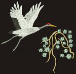 Japanese Crane and Pine Machine Embroidery Design, Asian Nature Digital File  