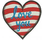 Romantic Heart with the Inscription LOVE YOU Machine Embroidery Design 