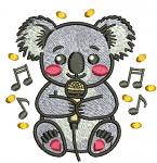 Singing Koala with Microphone Machine Embroidery Design 