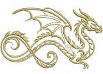 Dragon Machine Embroidery Design, Mythical Monster Outline, Cap Size Included 