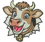 Cute cow face machine embroidery design  