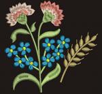 Forget-me-not, Cornflowers, and Wheat Spikelets Machine Embroidery Designs 