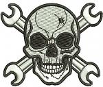 Skull with Crossed Wrenches Machine Embroidery Design Mechanic Skull Patch Biker Emblem Cap Hat Jacket Digital File