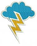 Cloud and Lightning Machine Embroidery Design, Instant Download  
