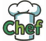 Chef Hat Machine Embroidery Design | Colorful Chef Text with Toque | Kitchen Embroidery Pattern | 3 Sizes: 100x100mm (11200 stitches), 75x75mm (8200 stitches), 60x60mm (6400 stitches) 