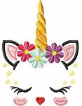 Girly unicorn face head machine embroidery design 06072025