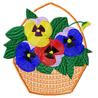 Basket with Pansies  Machine Embroidery Designs