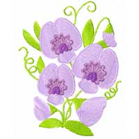 Sweet Pea Flowers Machine Embroidery Design