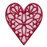 Lacy Hearts 12 Machine Embroidery Designs set 4x4  