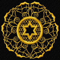 Gold Star of David Quilt Blocks Embroidery Designs 4x4  