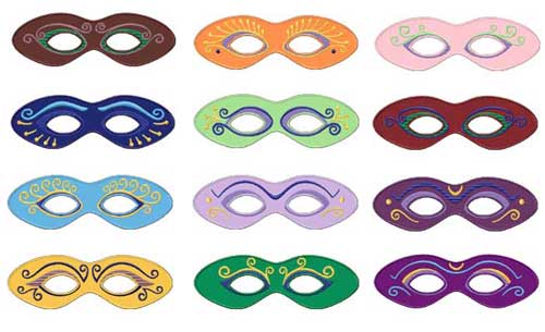 Elegant Purim Spiel Masks 12 Machine Embroidery Designs set 