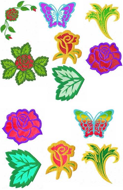 Art Deco Summer Applique Machine Embroidery Designs Set 4x4 hoop