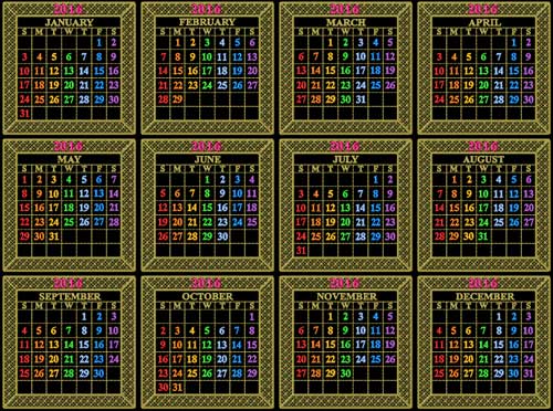 Calendar 2016 Quilt Blocks Machine Embroidery Designs 5x7 hoop