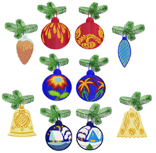 Christmas Baubles 10 Machine Embroidery Designs set 4x4 