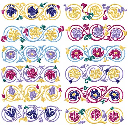 Elegant Borders 12 Machine Embroidery Designs Set 5x7