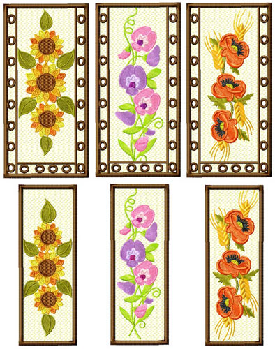 Bookmarks and Glass Cases Machine Embroidery Designs Set 