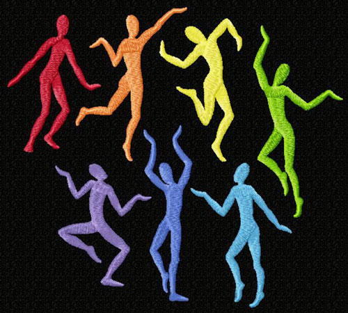 Rainbow Dancing Men 8 Machine Embroidery Designs 5x7