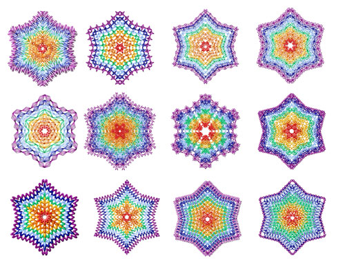 Rainbow Snowflakes 12 Machine Embroidery Designs set 4x4