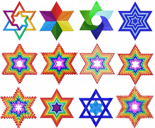 Stars of David 12 Machine Embroidery Designs set 4x4