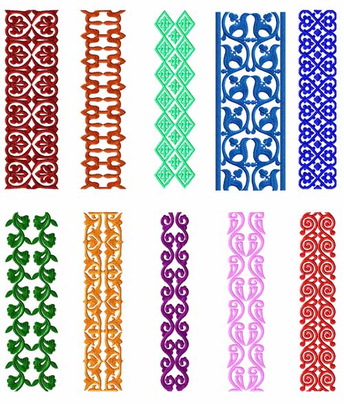 Borders 10 Machine Embroidery Designs set 