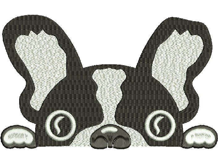 Peeking French Bull Dog on Pocket Machine Embroidery Design