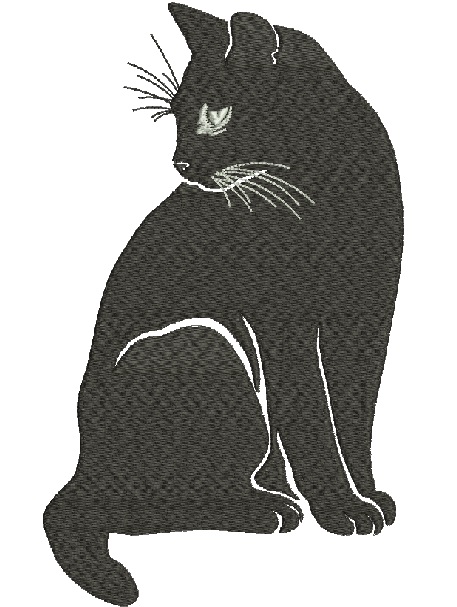 Black Cat Machine Embroidery Design