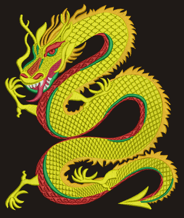 Chinese Dragon Machine Embroidery Design  