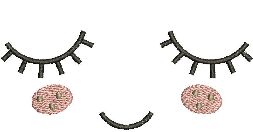 Doll Sleeping Eyes with a Smile Machine Embroidery Design