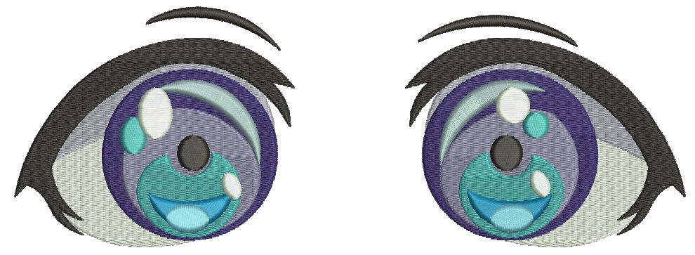 Eyes Anime for Toys, Left and Right Pair Machine Embroidery Design