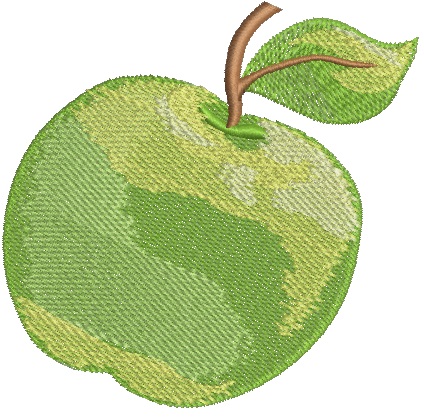 Realistic Green Apple Machine Embroidery Design