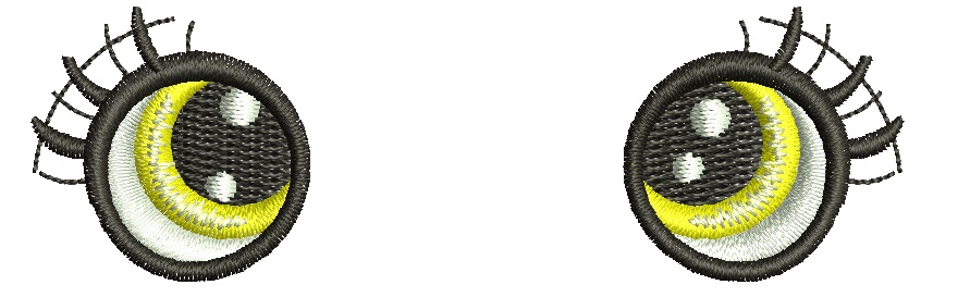 Eyes Anime for Toys, Left and Right Pair Machine Embroidery Design