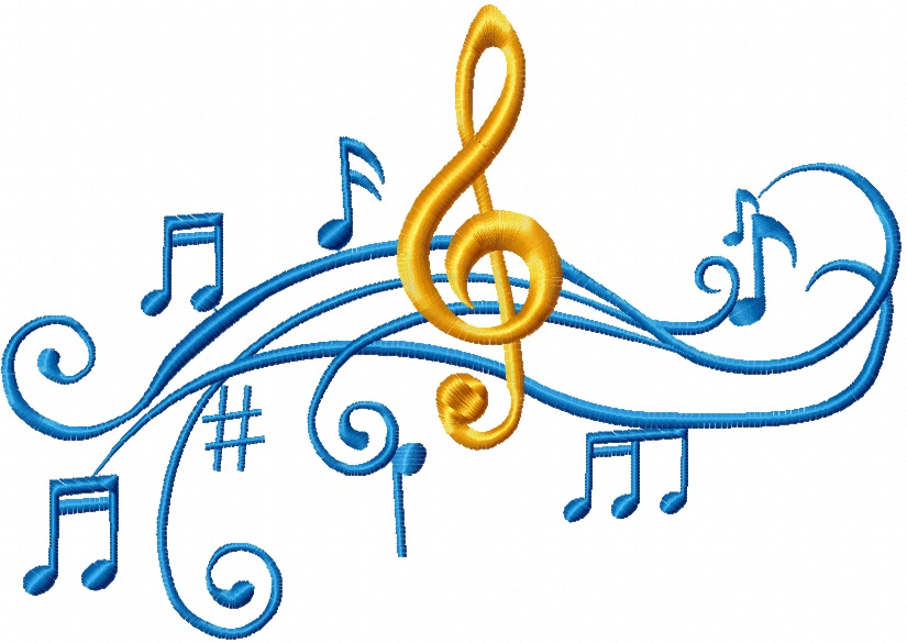 Music Note Machine Embroidery Design