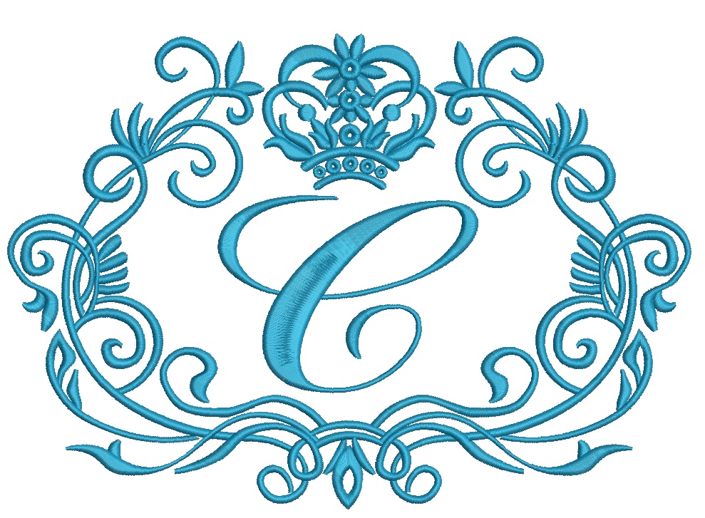 floral frame with crown for monograms  letters not included Machine Embroidery Designs  