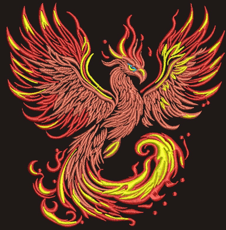 phoenix firebird embroidery design /  INSTANT DOWNLOAD / Three sizes 