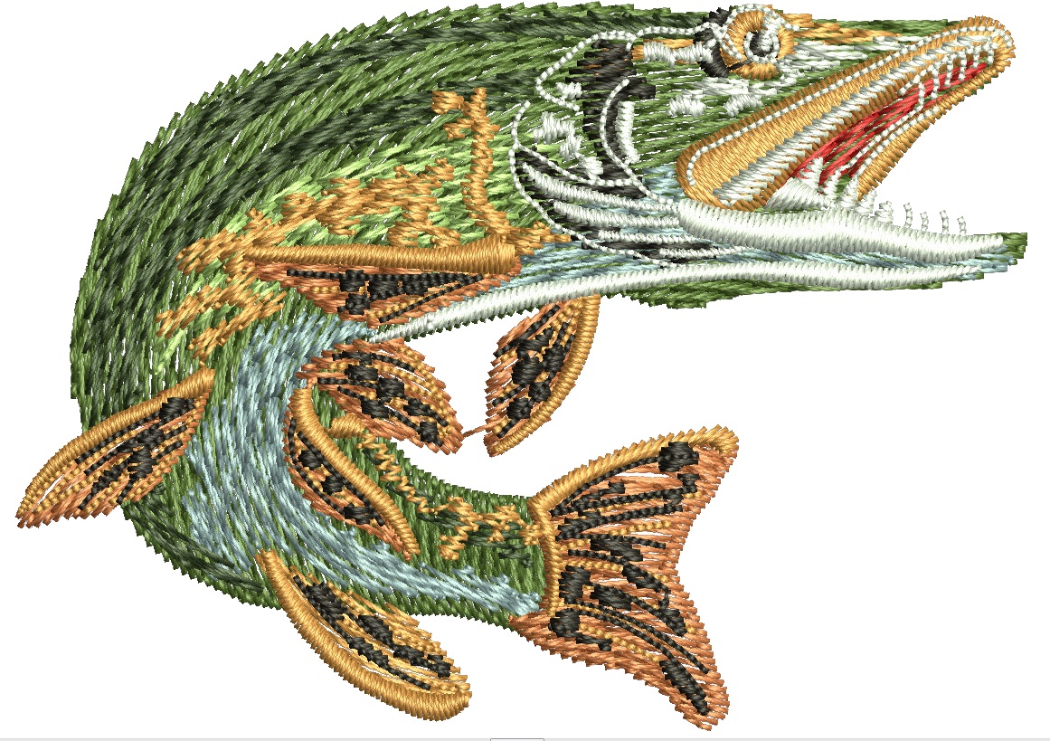 Pike Machine Embroidery Design instant download small sizes  