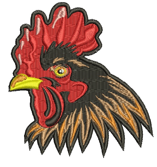 Rooster cock head  machine embroidery Design, Instant Download  