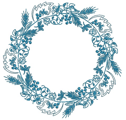 Round monogram wreath / floral Frame for monogram / Monogram frame machine embroidery design 