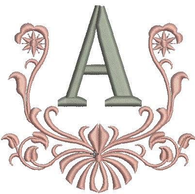 Victorian pattern font / Monogram Alphabet Machine Embroidery Design / 26 letters -4 Inch Sizes 