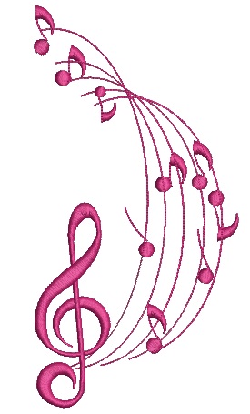 Notes and treble clef. musical pattern Machine Embroidery Designs, instantly download 