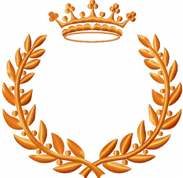 Royal Crown and laurel wreath Machine Embroidery Design 
