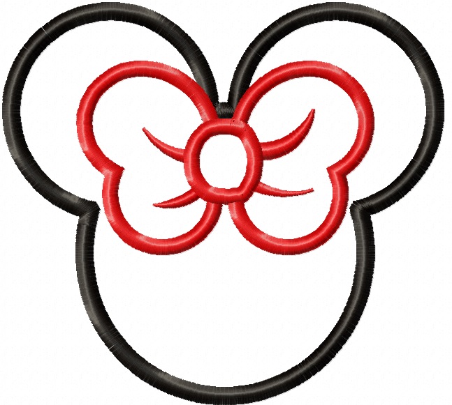 5 Sizes Minnie Mouse Applique Machine Embroidery Designs, instantly download 