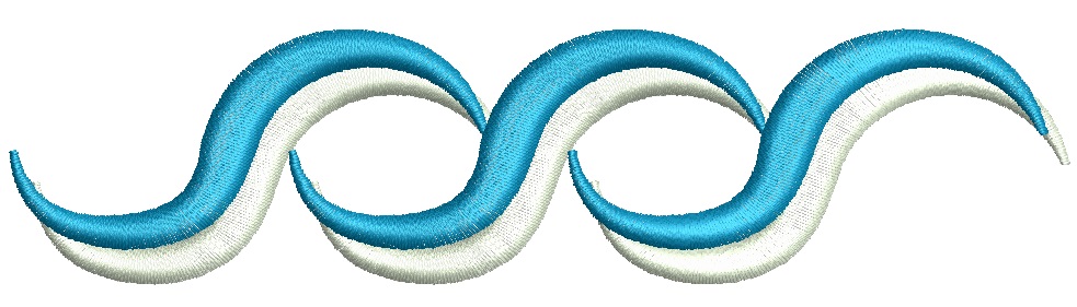 Blu Three Waves embroidery machine embroidery design 