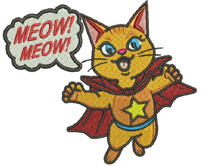 Super cat meow Machine Embroidery Designs, instantly download 