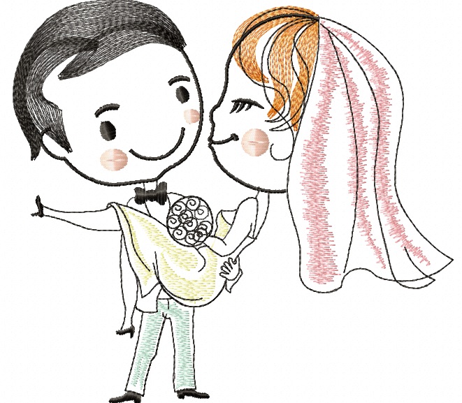 Lovely cartoon wedding Machine Embroidery Designs, instantly download 