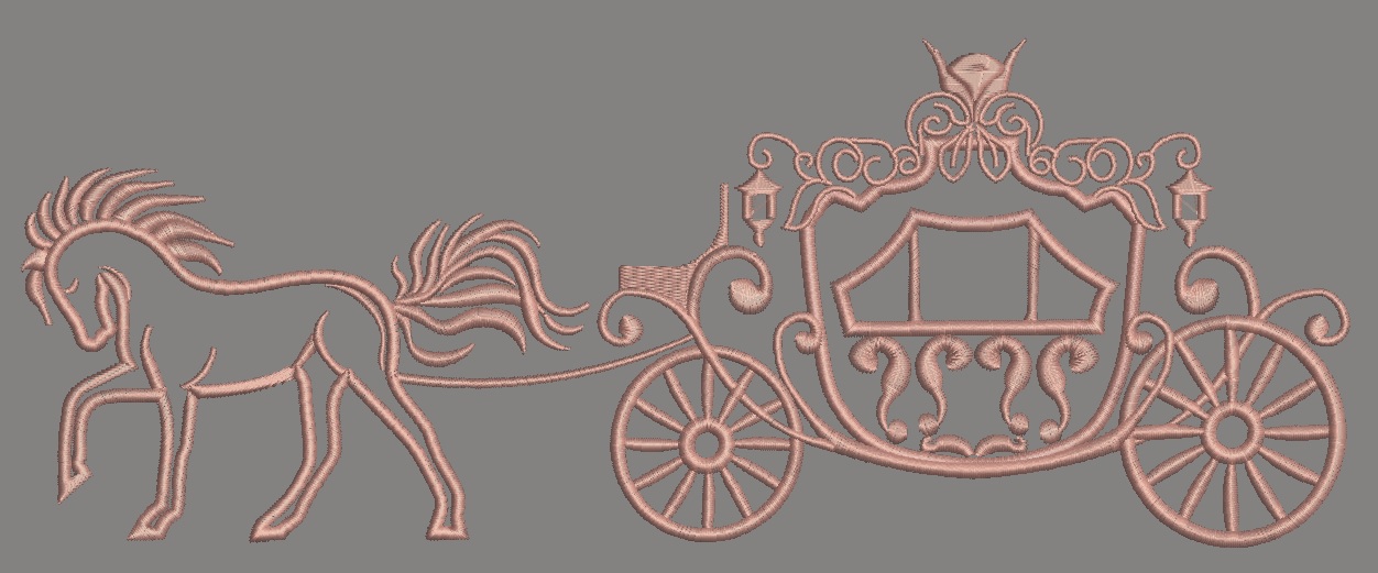 Coach Applique Carriage Machine Embroidery three sizes, 