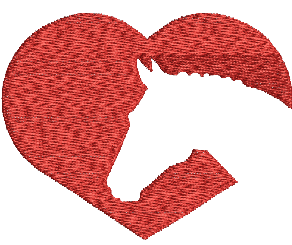 Love horses machine embroidery design, heart and horse head profile embroidery, equestrian embroidery file 