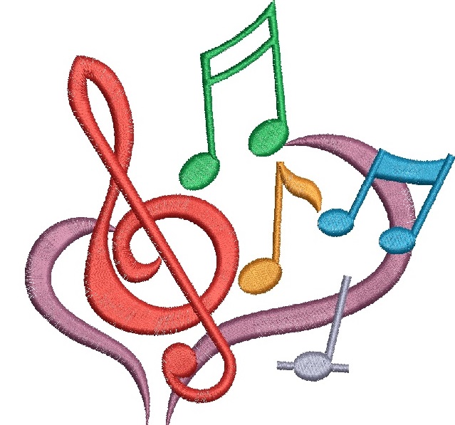 Cute Love Music Notes embroidery design 