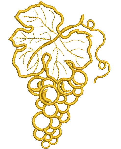 Bunch of grapes and leaves machine embroidery design – instant download 